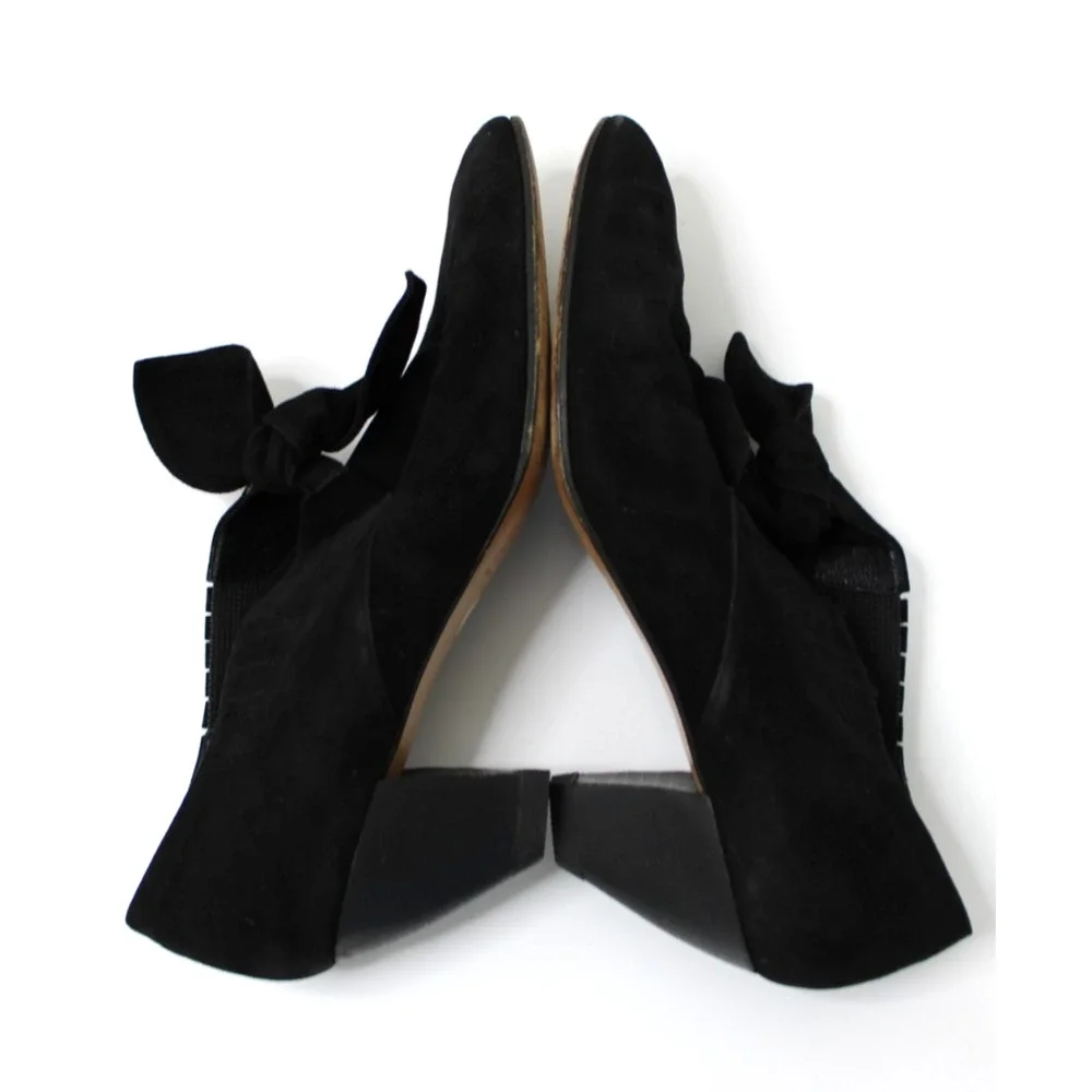 Vintage 90s Carla Marchetti Heels 38.5 Italy Bootie Suede Leather Bow Tie